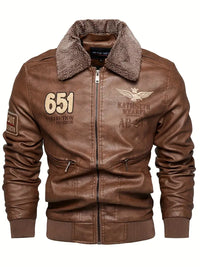 Mantil | Herren Retro PU Bomberjacke – Erde-Gelb