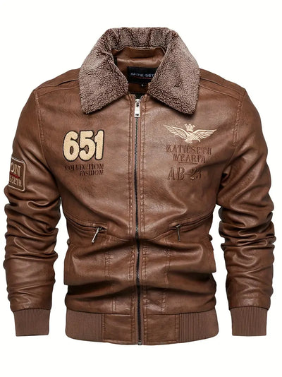 Mantil | Herren Retro PU Bomberjacke