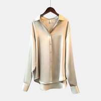 Satinbluse für Damen - Sommerliche Elegante Leichte Hemdbluse für jeden Anlass – Champagner