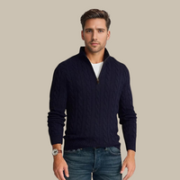 Troyer für Herren - Leichter Sommerpullover mit Reißverschluss für kühle Abende – Blau