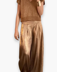 Damen Elegantes Set aus Oberteil und Hose | Vielseitig – Gold
