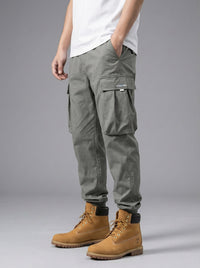 Jogger Tapered Cargo Hose für Herren mit Kordelzug und Bündchen – Grau