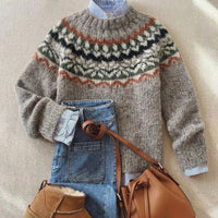 Ulalia – Stilvoller Nordischer Pullover – Helle Buche-Mischung