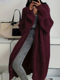 Lena | Zeitloser Longline Strickcardigan Damen – Karmesinrot