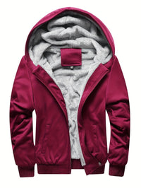 Herren Reißverschlussjacke mit Kapuze | Fleecefutter Langarm – Rot