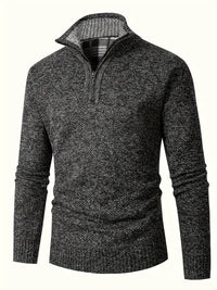 Ingram – Lässiger Pullover Mit Hohem Kragen Und Viertelreißverschluss – Schwarz