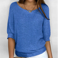 Leonie - Moderner Pullover mit Rundhalsausschnitt – Blau