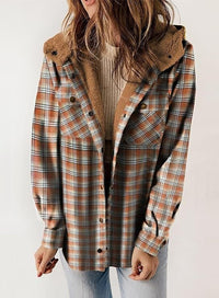 HALLE - KARIERTE JACKE MIT KAPUZE – Braun