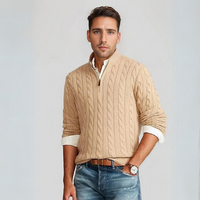 Troyer für Herren - Leichter Sommerpullover mit Reißverschluss für kühle Abende – Khaki