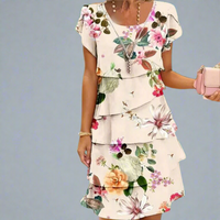 Viktoria | Leichtes Sommerkleid für luftigen Komfort – Cremeweiß mit Blumenmuster