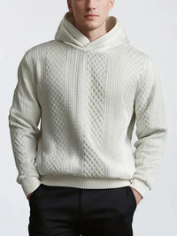 Karah - Langärmeliger Strick Kapuzenpullover – Weiß