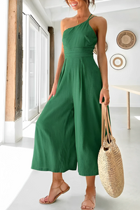 Scarlett - Breitbeiniger lockerer Jumpsuit – Grün
