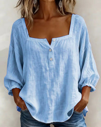 Zoe | Elegante Bluse Damen Eckiger Stil – Blau