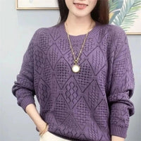 MARGIT - STRICKPULLOVER MIT RUNDAUSSCHNITT – Lila
