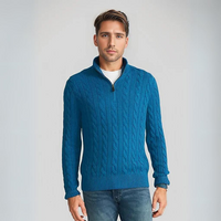 Troyer für Herren - Leichter Sommerpullover mit Reißverschluss für kühle Abende – Hellblau