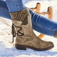 Damen-Winterstiefeletten | Schnürung – Khaki