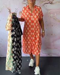 Stilvolle Kleid mit V-Ausschnitt – Orange
