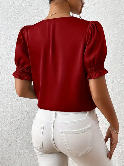 Abella™| Elegante Bluse Mit V-Ausschnitt Und Puffärmeln