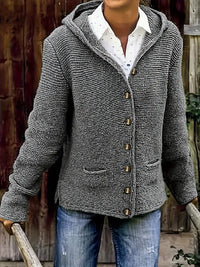 Bressan – Elegante Strickjacke Mit Langen Ärmeln Und Kapuze – Grau