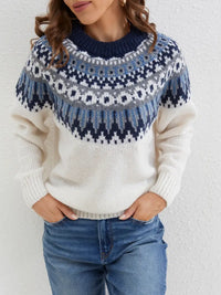 MODISCHER DAMENPULLOVER | ELEGANTER STIL, KOMFORTABEL, MUSTER – Weiß