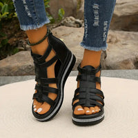 Ena | Strassverzierte Keilsandalen – Schwarz