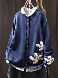Seria | Florale Strickjacke – Marine