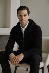 Sorrano | Cashmere Zip Hoodie – schwarz