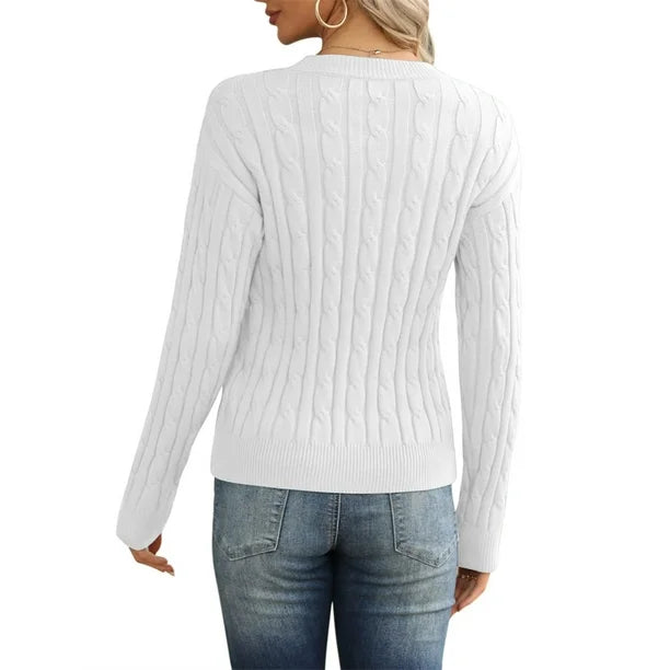 Seykahlah | Solider Strickpullover mit Rundhalsausschnitt, vielseitiger Pullover mit langen Ärmeln und hohlem Ausschnitt