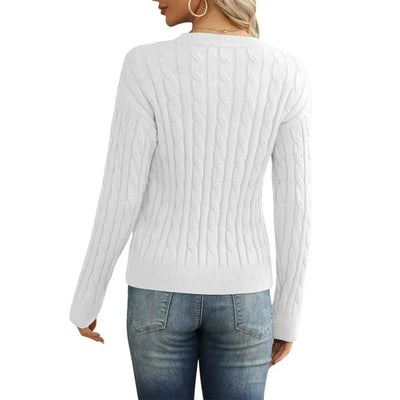 Seykahlah | Solider Strickpullover mit Rundhalsausschnitt, vielseitiger Pullover mit langen Ärmeln und hohlem Ausschnitt