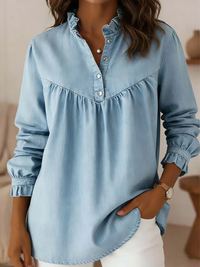 Elvaen - Bluse mit weichem Griff – Hellblau
