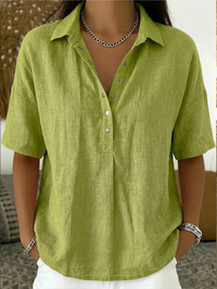 Julia | Edle Bluse mit Kragen und Knöpfen – Grün
