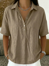Julia | Edle Bluse mit Kragen und Knöpfen – Khaki