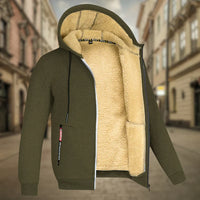 Kuschelige Sherpa-gefütterte Kapuzenjacke für Männer – Grün