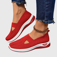 Frieda | Damen Strick Sneaker Slip-On Atmungsaktiv Leicht Komfort Alltag – Rot