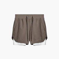 Herren Sportshorts mit Innenshorts und elastischem Bund – Kaffee