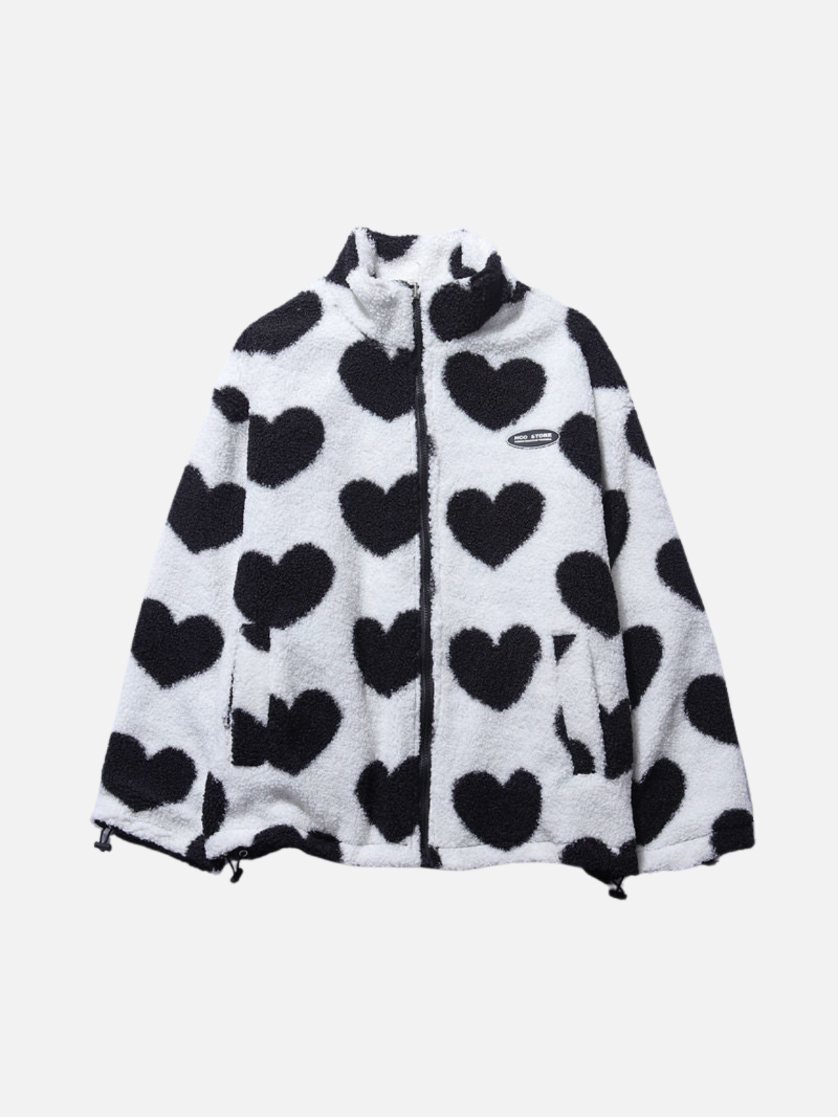 Wispase | Schlanke doppelseitige Oversized-Jacke mit Herzen
