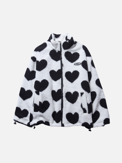 Wispase | Schlanke doppelseitige Oversized-Jacke mit Herzen