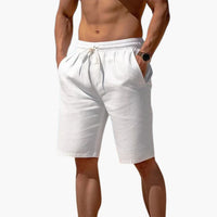 Herren Leinen Shorts mit Kordelzug für den Sommer – Weiß