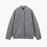 Damen Oversized Jacke mit offenem Frontdesign und aufgesetzten Taschen – Grau