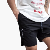 Herren Badeshorts mit Seitentaschen und elastischem Bund – Schwarz
