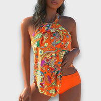 Lunelle – Tie-Dye-Badeanzug mit Trägern – Orange