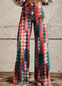 Anzhela - Weite Hose mit buntem Druck – Multicolor 5