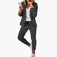 Lounge-Set für Frauen - Blazer mit Jogginghose und Kordelzug – Grau