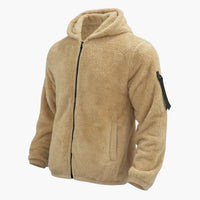 Herren Teddy jacke mit Reißverschluss und langen Ärmeln – Khaki