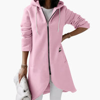 Langer Hoodie mit Reißverschluss für Damen – Rosa