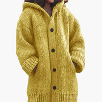 Langer Kapuzen Cardigan für Damen – Gelb