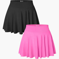 Damen Minirock 2er-Pack mit hoher Taille und Stretchbund – Schwarz Rose