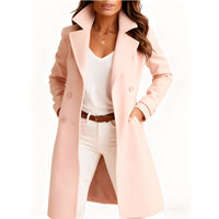 Camille - Eleganter Damenmantel mit Taschen – Rosa