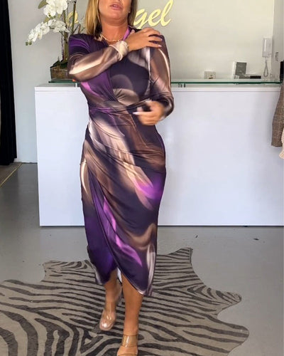 Daphne - Sexy tiefes V-Ausschnitt Langarmkleid