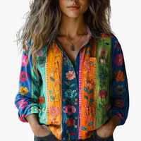 Birgit | Bedruckte Vintage-Bluse – Mehrfarben